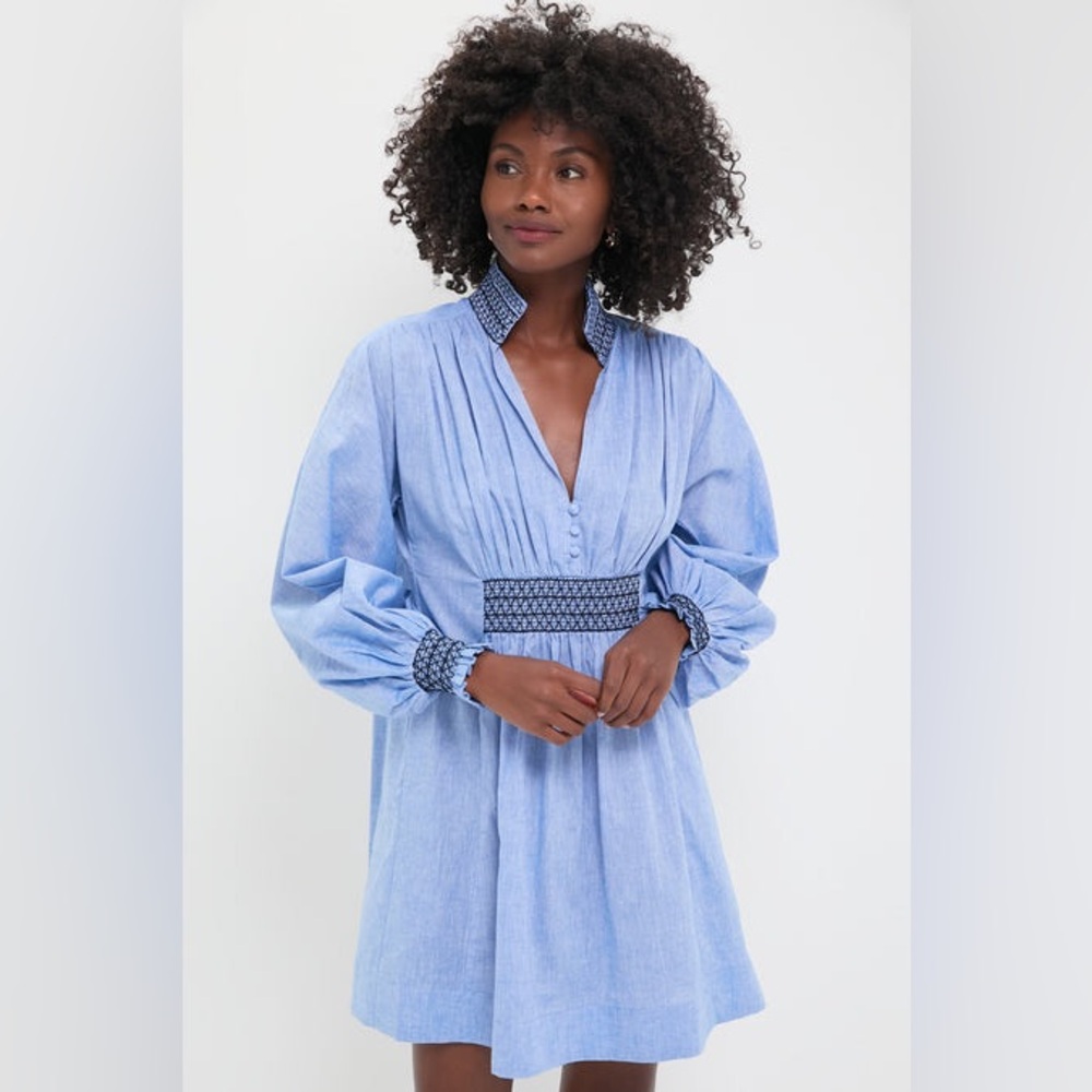 TUCKERNUCK Chambray Embroidered Aubury Dress | Size L